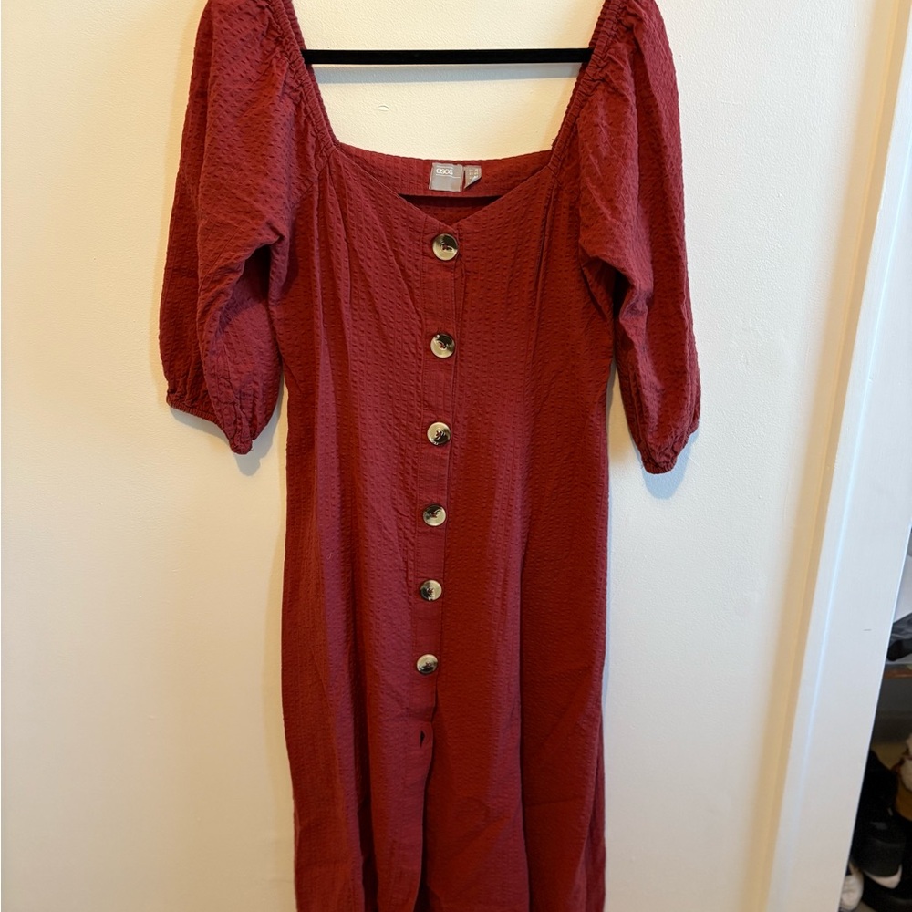 ASOS Red Button-Down Maxi Dress